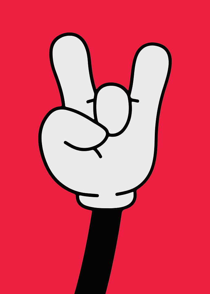 Cartoon Hand Rock On Sign