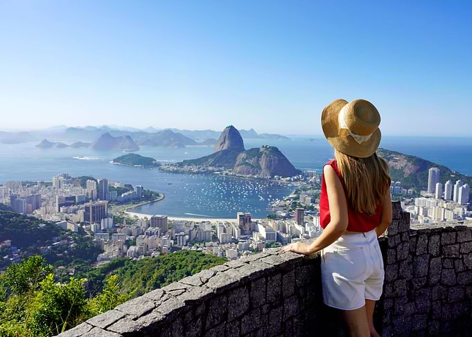 Woman overlooking Rio de Janeiro landscape, Brazil