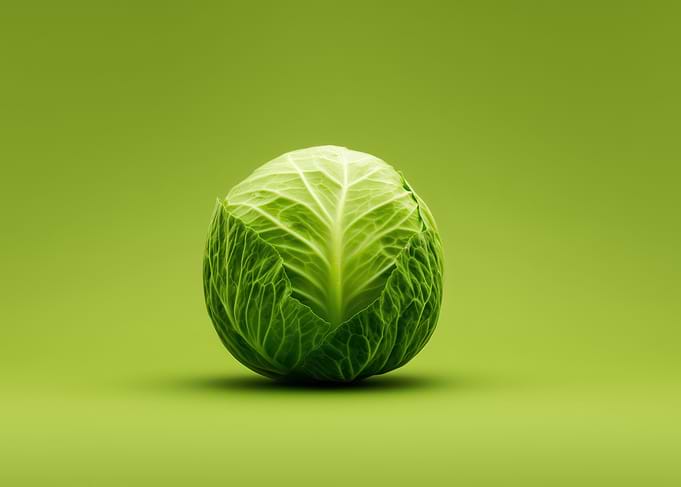 Green Cabbage on Green Background