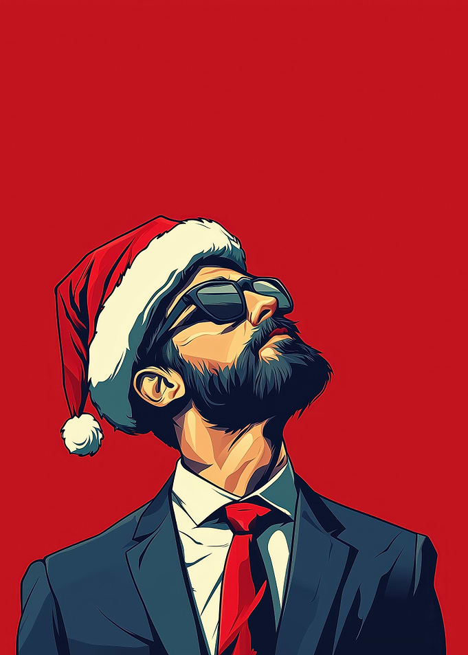 Bearded Santa in Suit