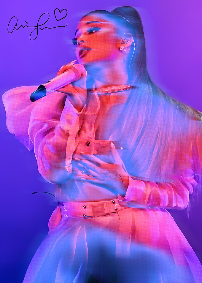 Ariana Grande performing with signature