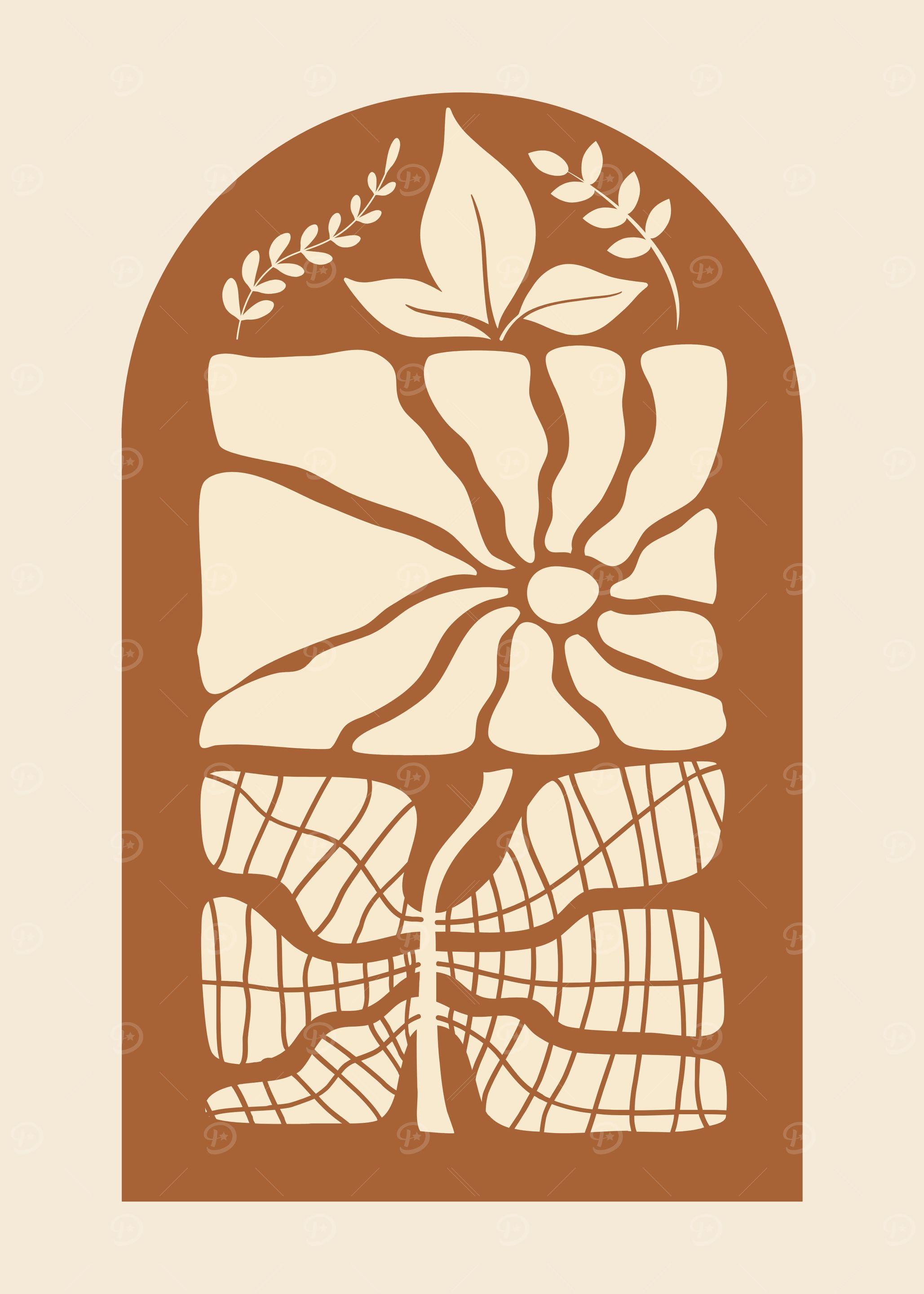 Abstract Floral Archway Illustration