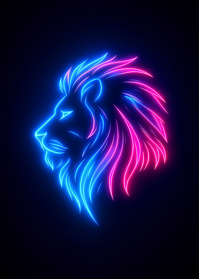 Neon Lion Head