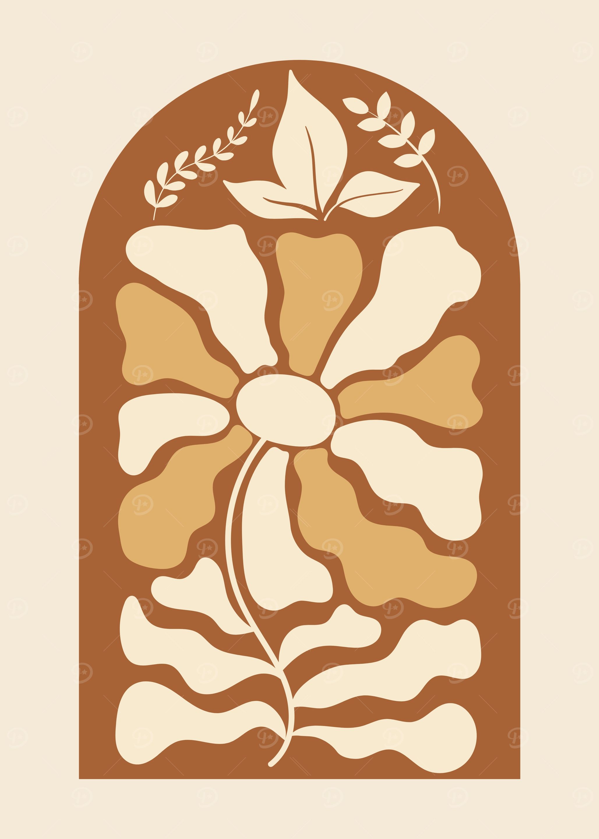 Floral Archway Illustration in Earth Tones