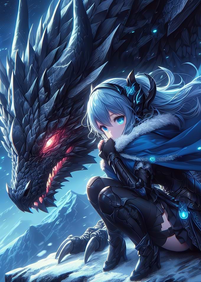 Anime Girl with Dragon Companion