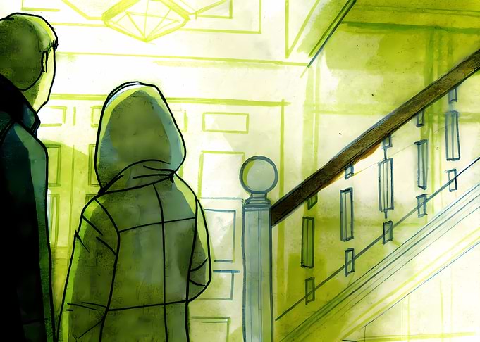 Figures in a Green-Toned Interior