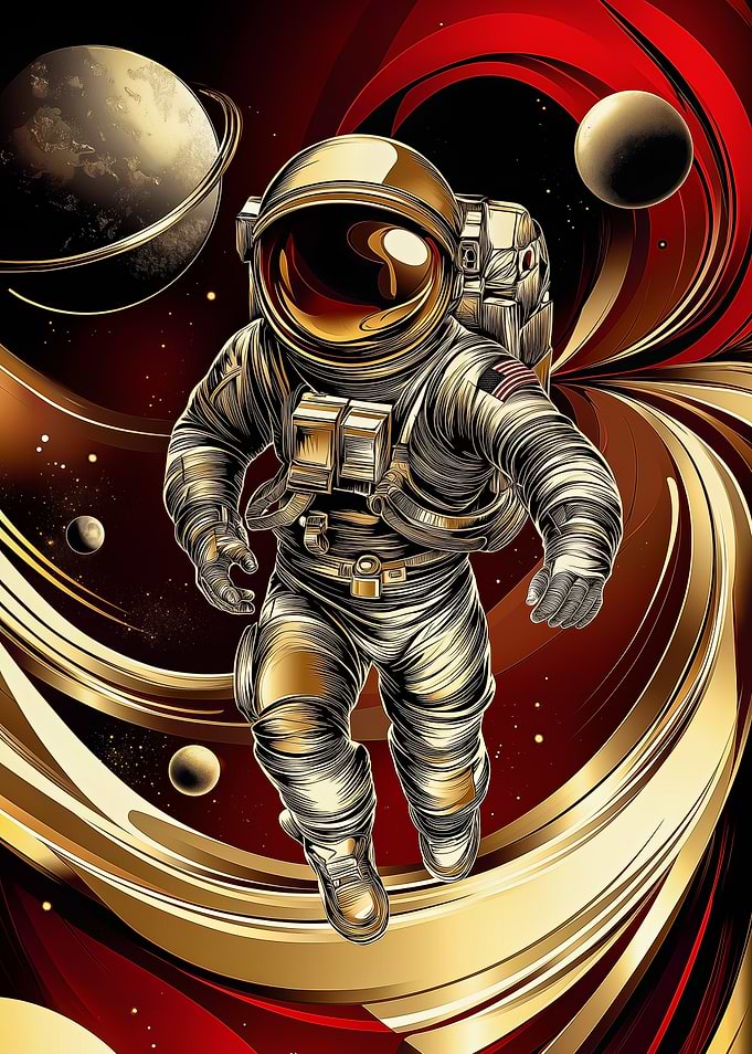 Golden Astronaut in Space