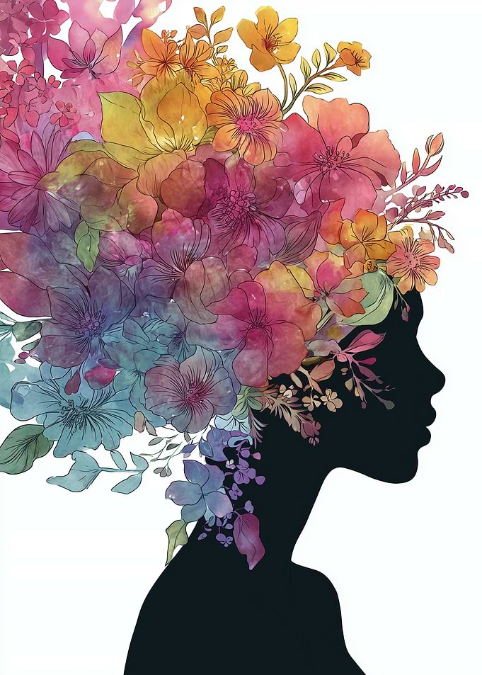 Floral Silhouette Watercolor
