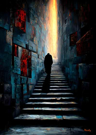 The One Who Ascends in Silence – Solitary Figure in the Corridor of Light