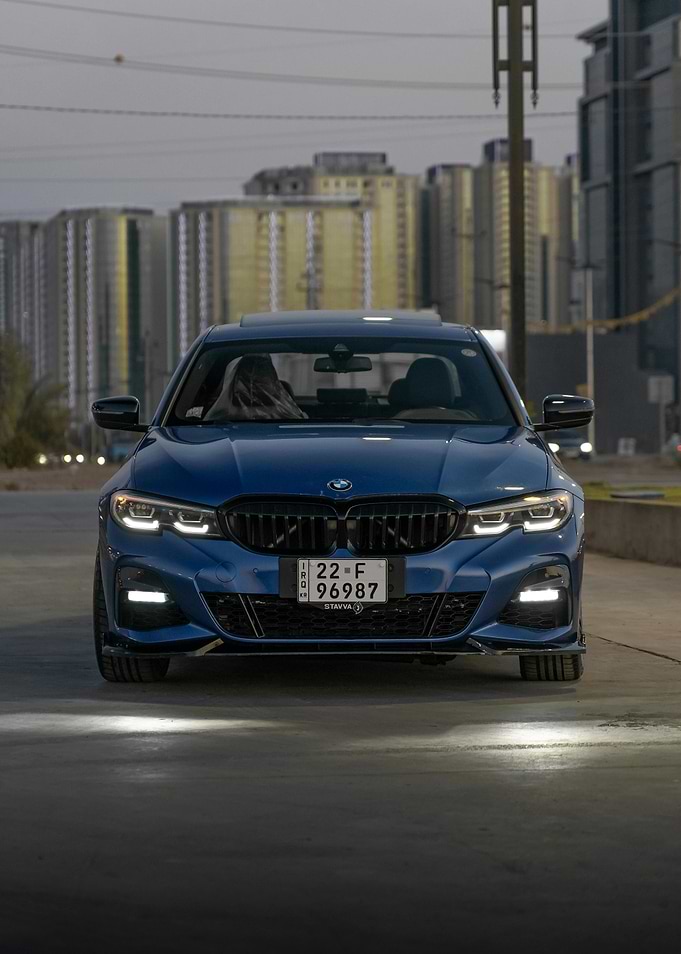 Blue BMW Front View