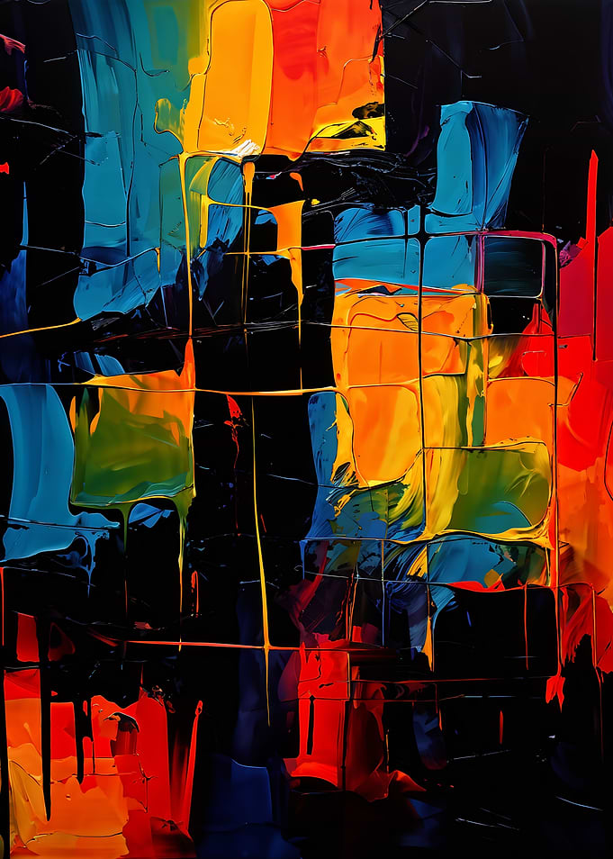 Abstract Colorful Palette Knife Painting