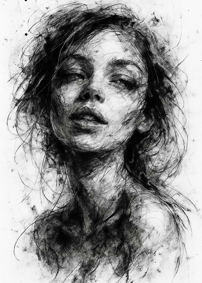Charcoal Portrait of a Woman