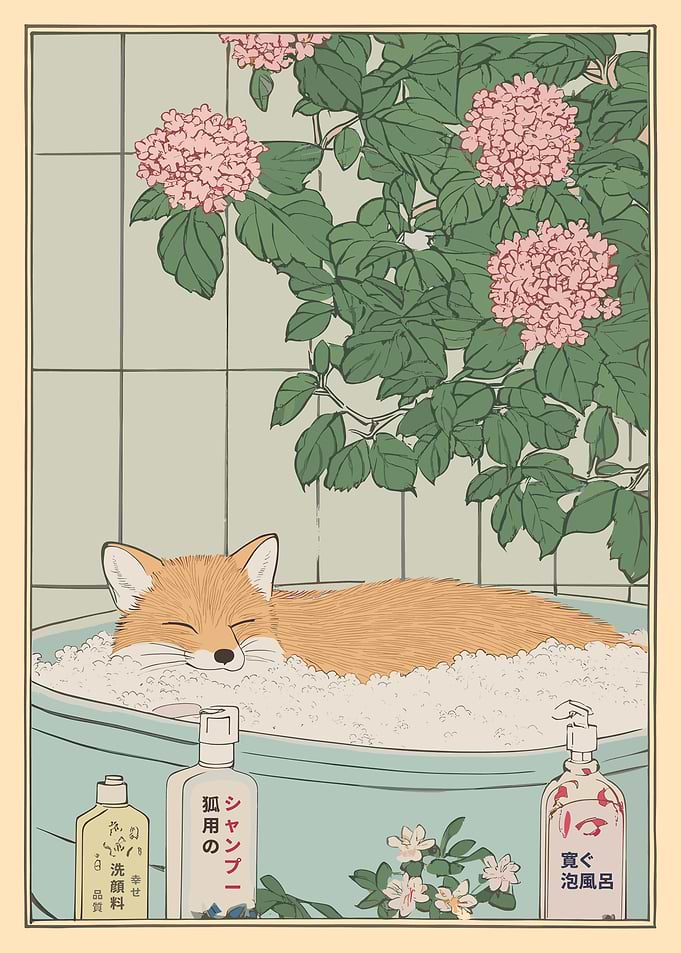 Fox in a Bubble Bath