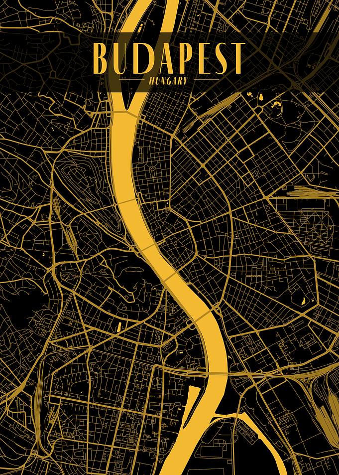 Budapest Golden Map Art