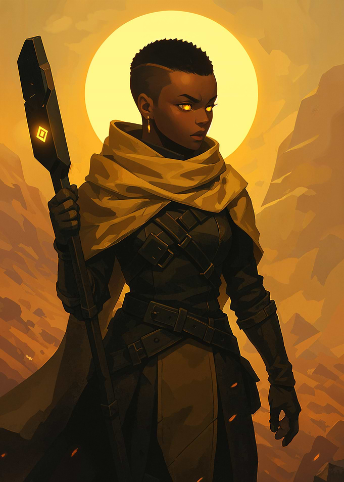Desert Warrior Woman with Glowing Eyes
