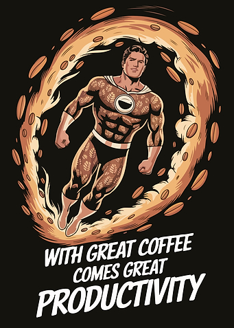 Coffee Superhero Productivity Graphic