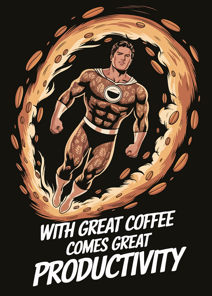 Coffee Superhero Productivity Graphic
