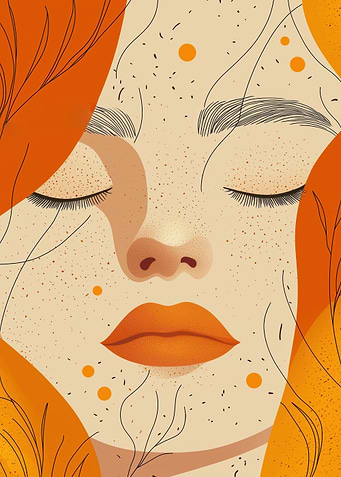 Abstract Portrait with Orange Accents