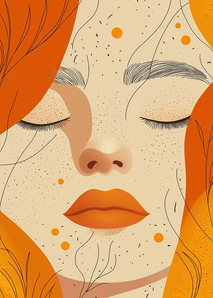 Abstract Portrait with Orange Accents