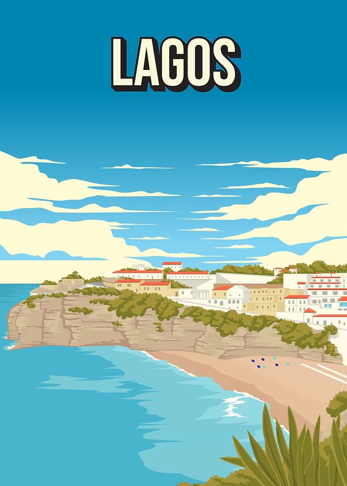 Lagos Portugal Coastal Town Art Algarve Beach Travel Print