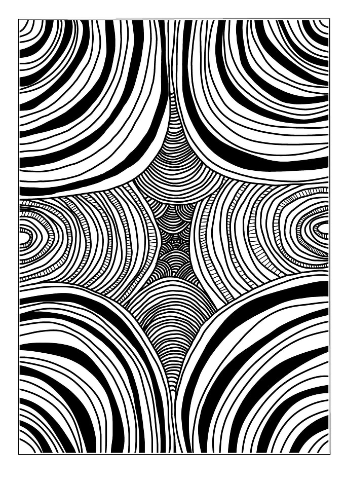doodle Abstract Black and White Line Art