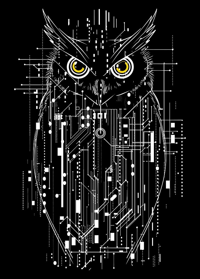 Cybernetic Owl Digital Art