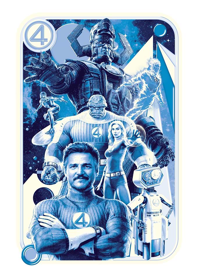 Blue Monochromatic Fantastic Four First Steps Collage