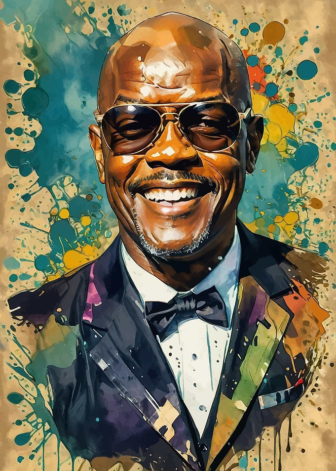 Samuel L. Jackson Portrait with Watercolor Splatters