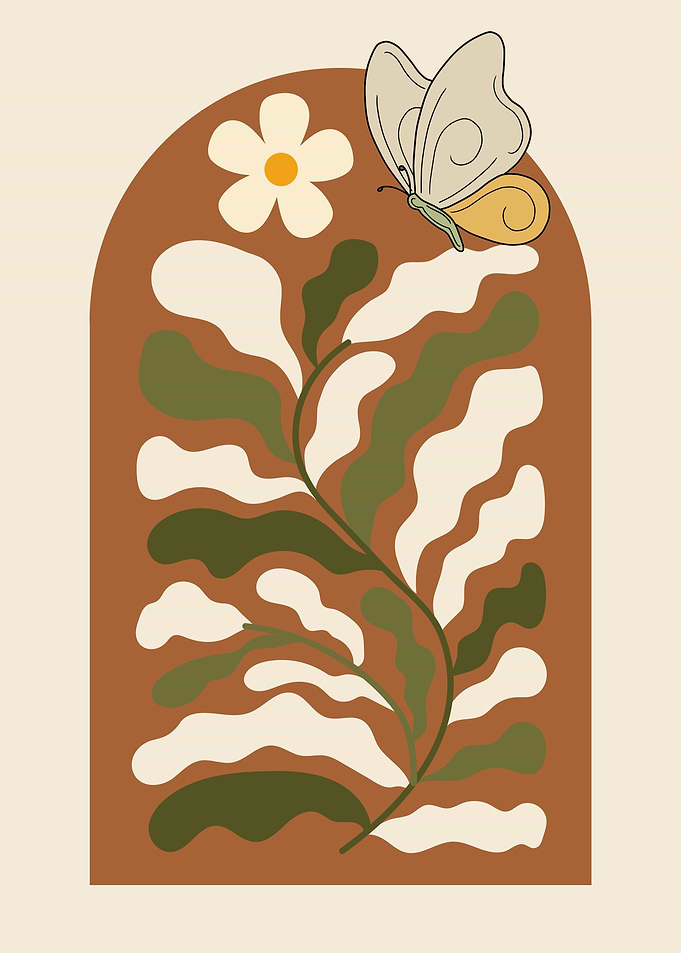Butterfly and Floral Arch Illustration