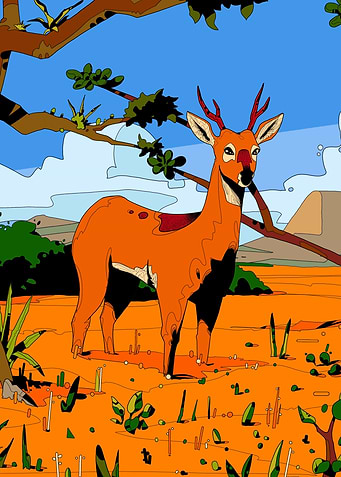 Stylized Deer in Nature