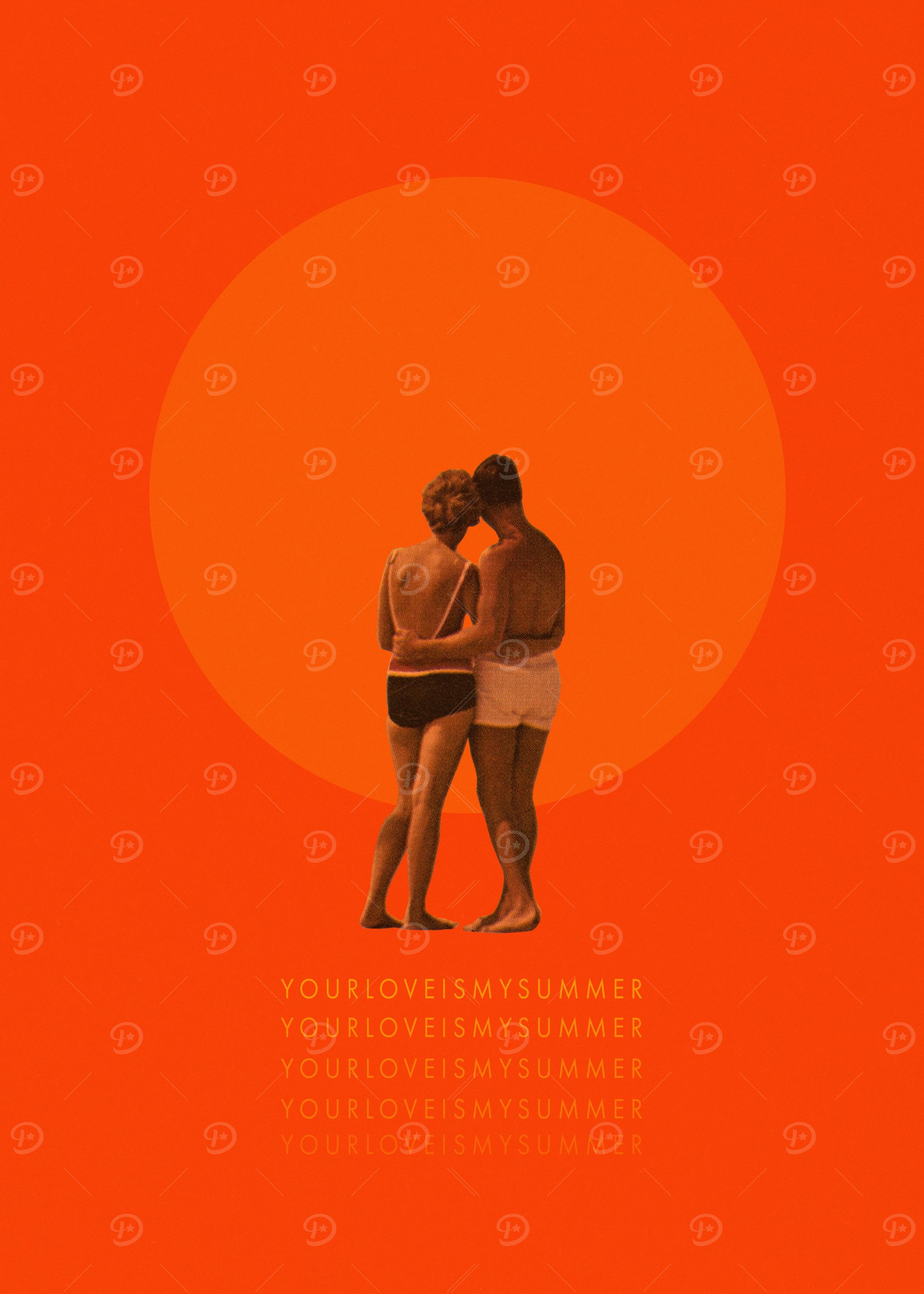 Summer Love Couple Orange Background