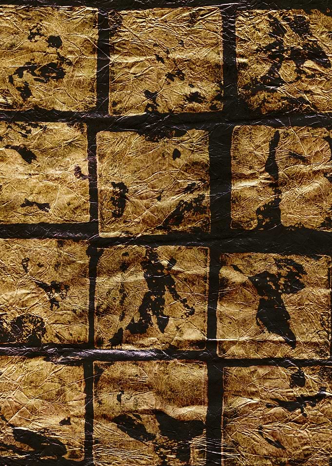 Abstract Gold and Black Square Pattern