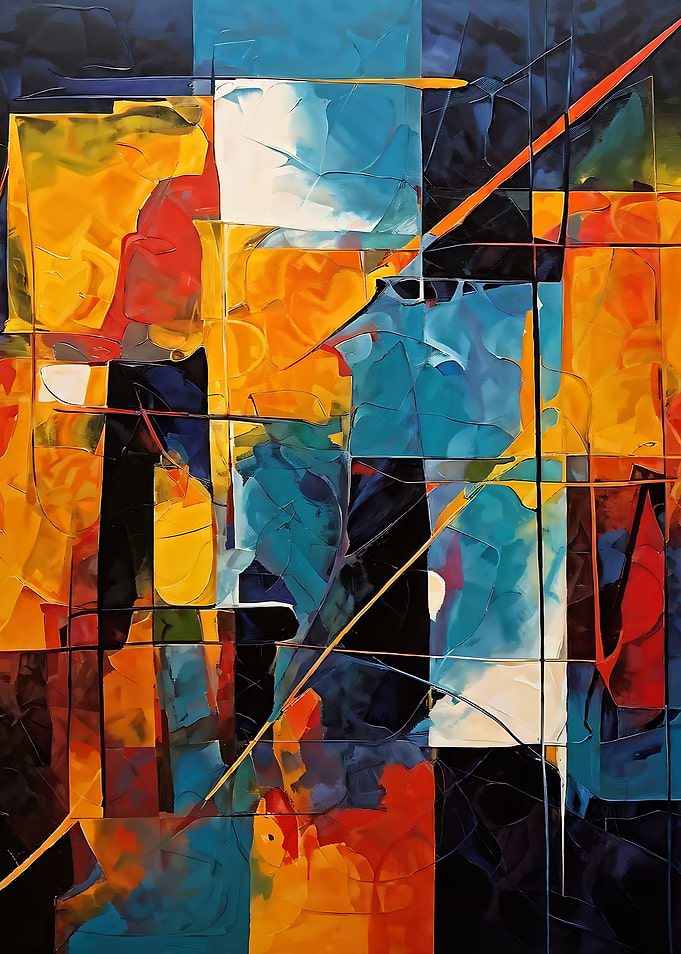 Abstract Geometric Painting with Bold Colors
