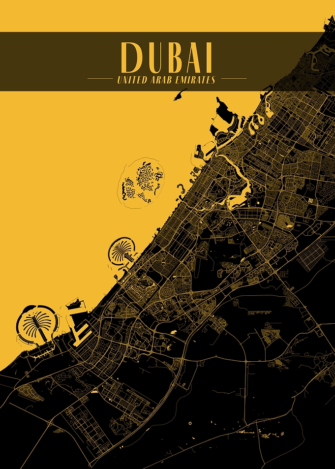 Dubai Golden Map Art