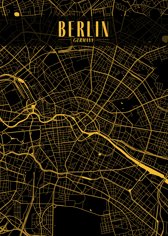 Berlin Golden Map Art