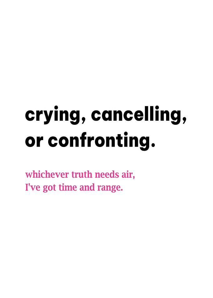 Crying, Cancelling, or Confronting Text Art