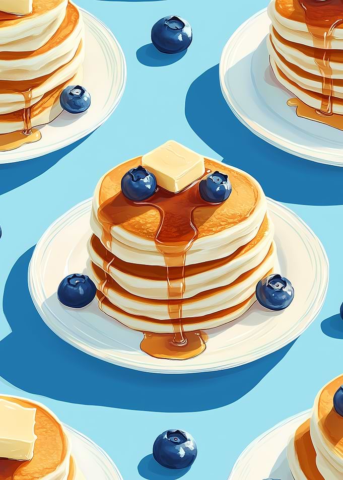 Pancakes with Blueberries and Butter