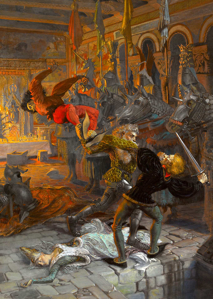 Medieval Battle Scene Painting