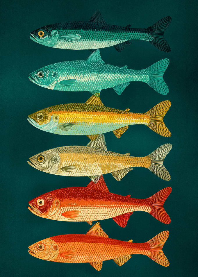 Colorful Fish Illustration | Retro Fish Row