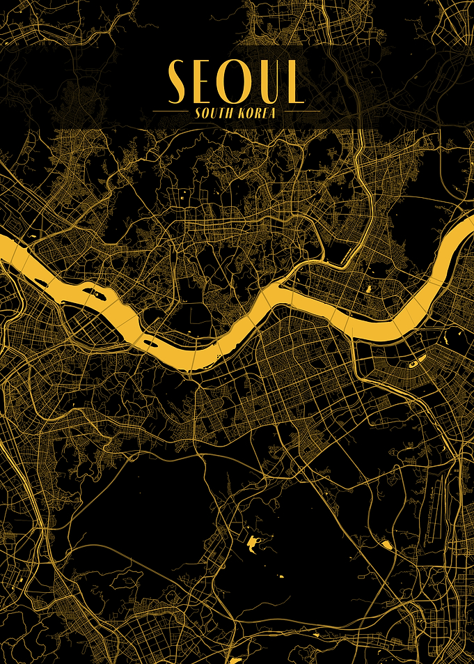 Seoul Golden Map Art