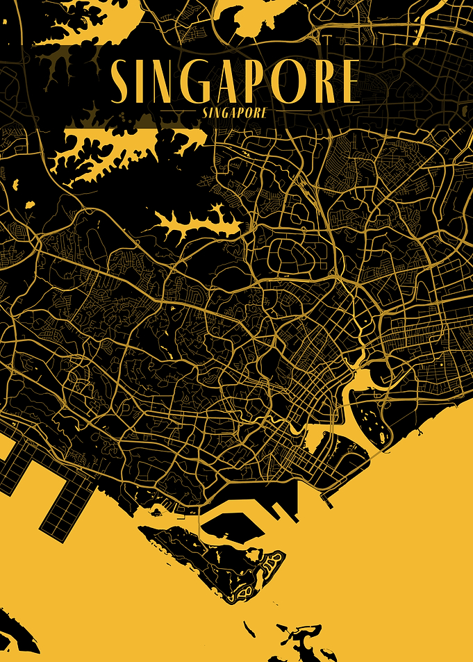 Singapore Golden Map Art