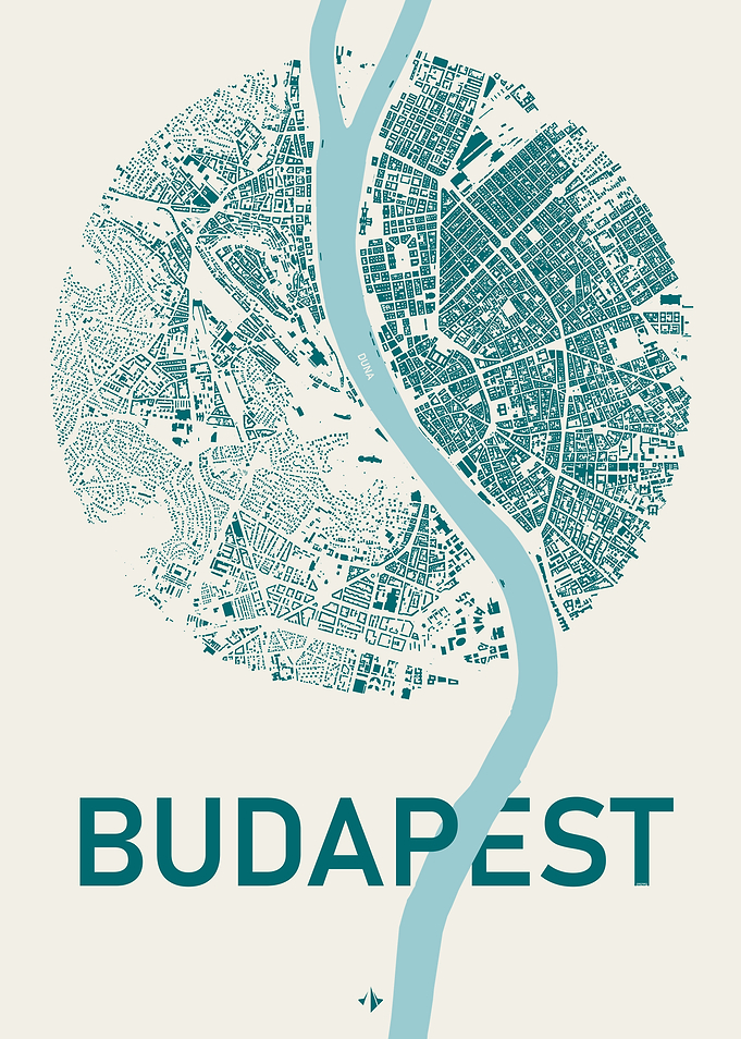 Map of Budapest - Buildings - Estuary color