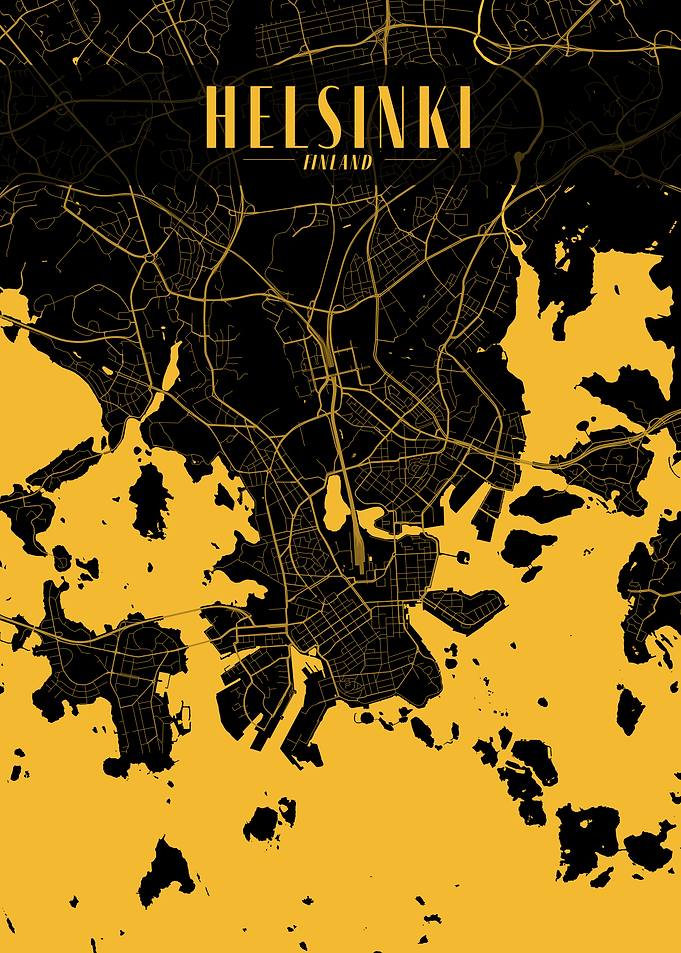 Helsinki Golden Map Art