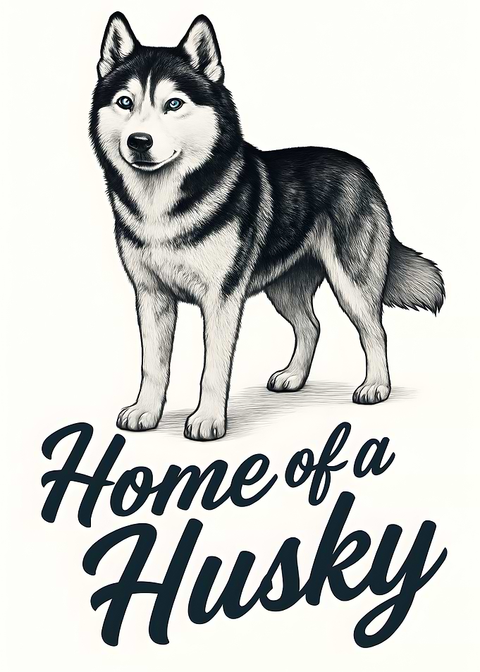 Home of a Husky – Realistic Blue-Eyed Dog Art Print