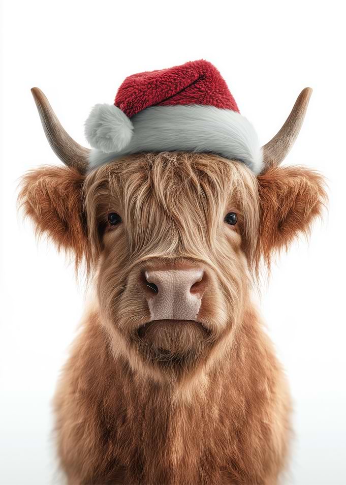 Christmas Highland Cow Portrait