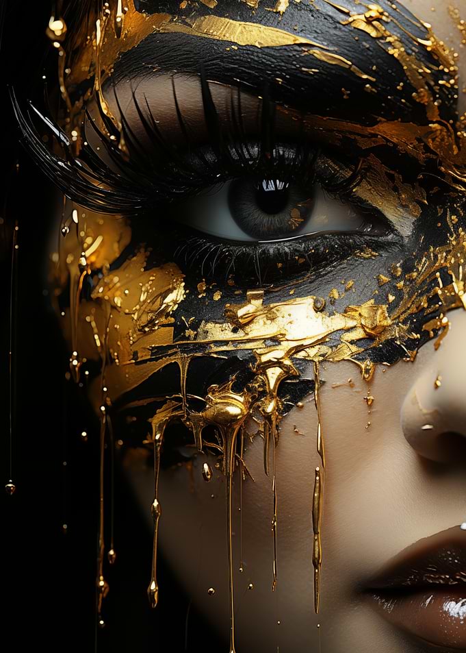 Golden Drip Face Art