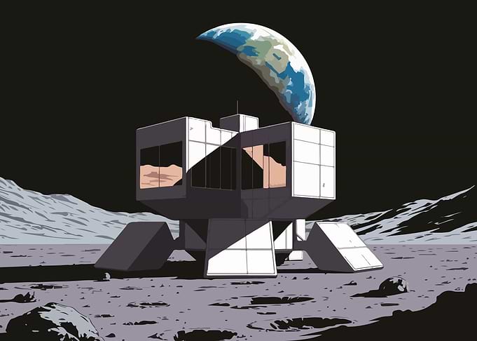 Lunar Base with Earth View