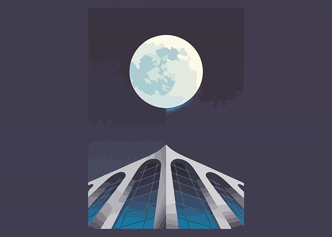 Building under the moonlight