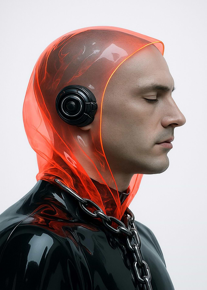 Cyberpunk Portrait with Orange Hood