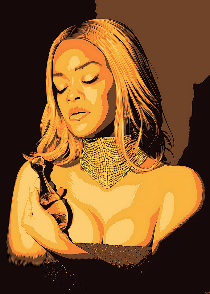 Rihanna Portrait with Perfume Bottle
